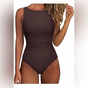 🆕 One Piece Ruched Swimsuit Tummy Control Backless Bathing Suit
